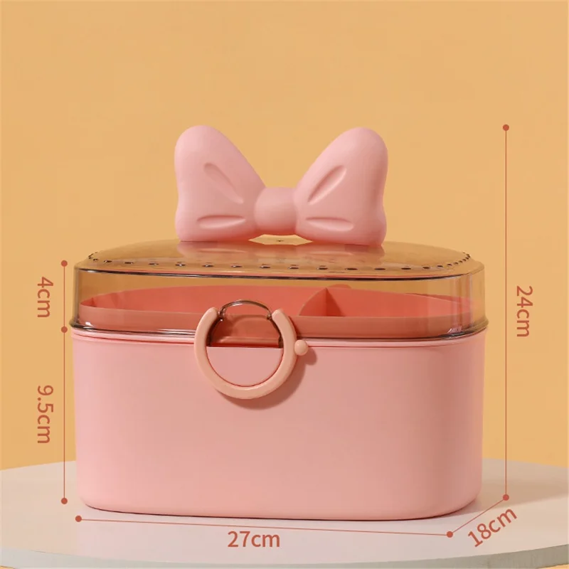 Home PP+ABS Medicine Storage Box Dual-Layer Pill Organization Case Vitamins Medications Organizer - Pink