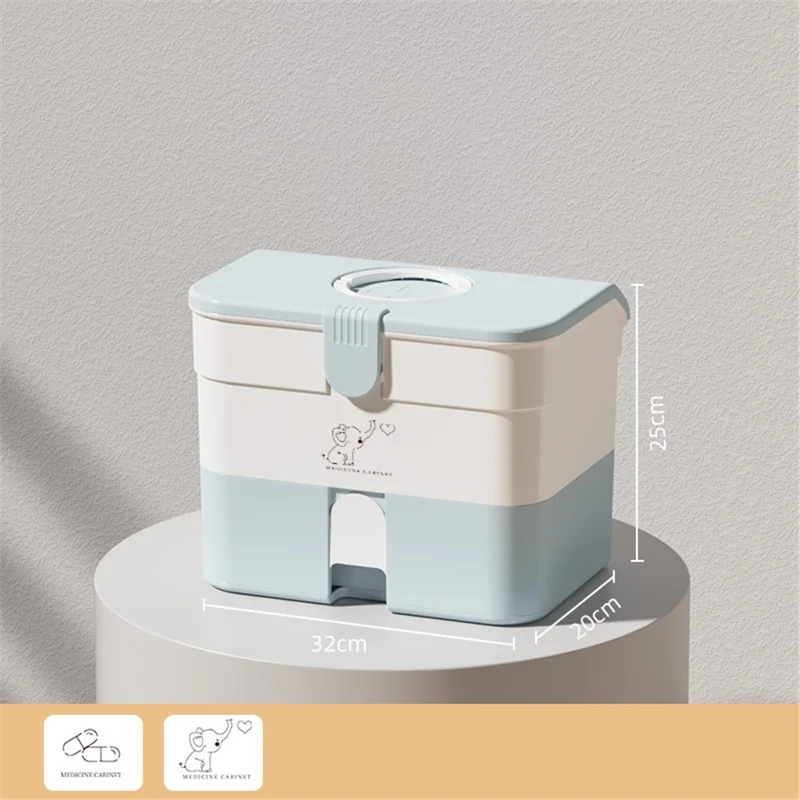 Dual-Layer Pill Organizer PP+ABS Pill Box Medicine Organizer Case Holder for Home - Blue