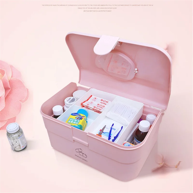 Dual-Layer Pill Organizer PP+ABS Pill Box Medicine Organizer Case Holder for Home - Blue