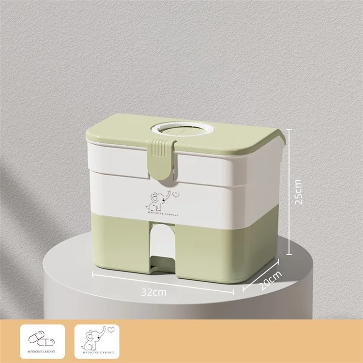 Dual-Layer Pill Organizer PP+ABS Pill Box Medicine Organizer Case Holder for Home - Green
