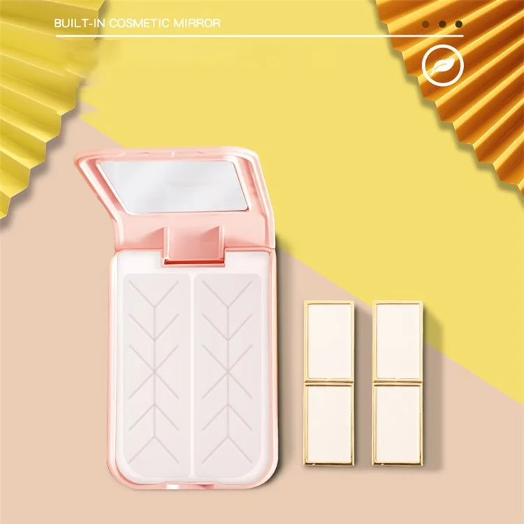 Boîte de rangement pour rouge à lèvres en ABS+silicone, portable, avec miroir pour femmes et filles - Rose