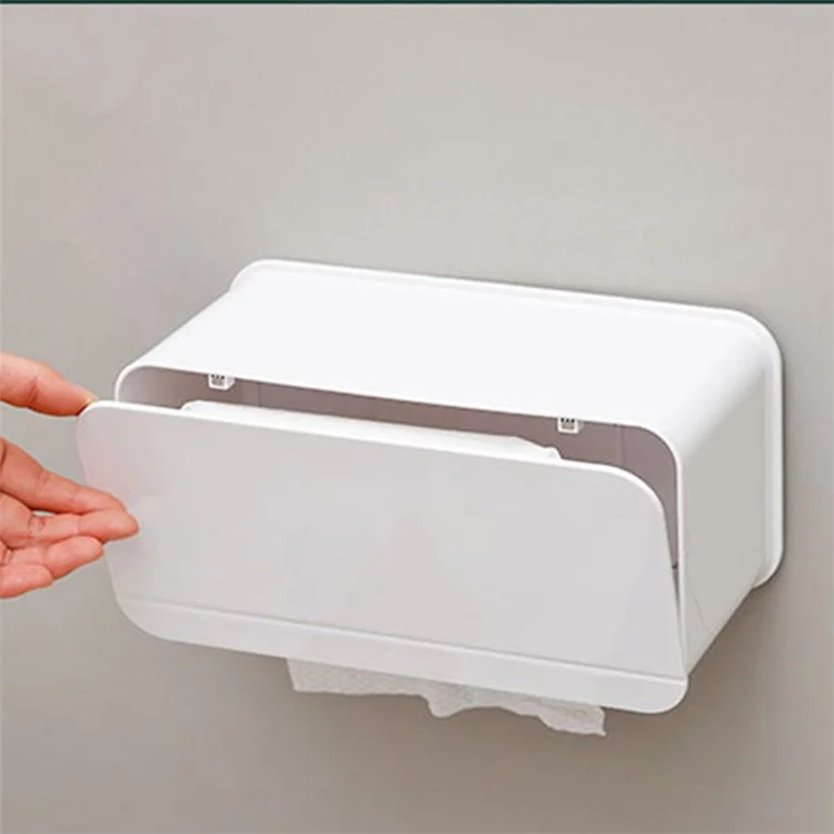 Wall Mounted Toilet Paper Holder ABS+Magnet Storage Shelf Tissue Box Rack for Home Bathroom