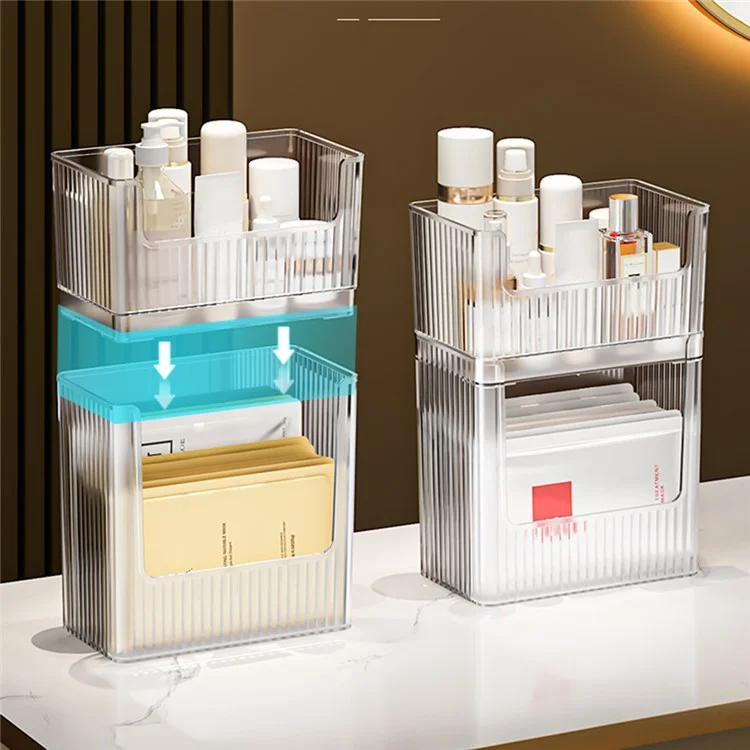Kitchen Fridge Organizer PET Refrigerator Storage Bin for Food / Skin Care Products, Single Layer / Size L (No FDA Certificate, BPA Free) - Transparent