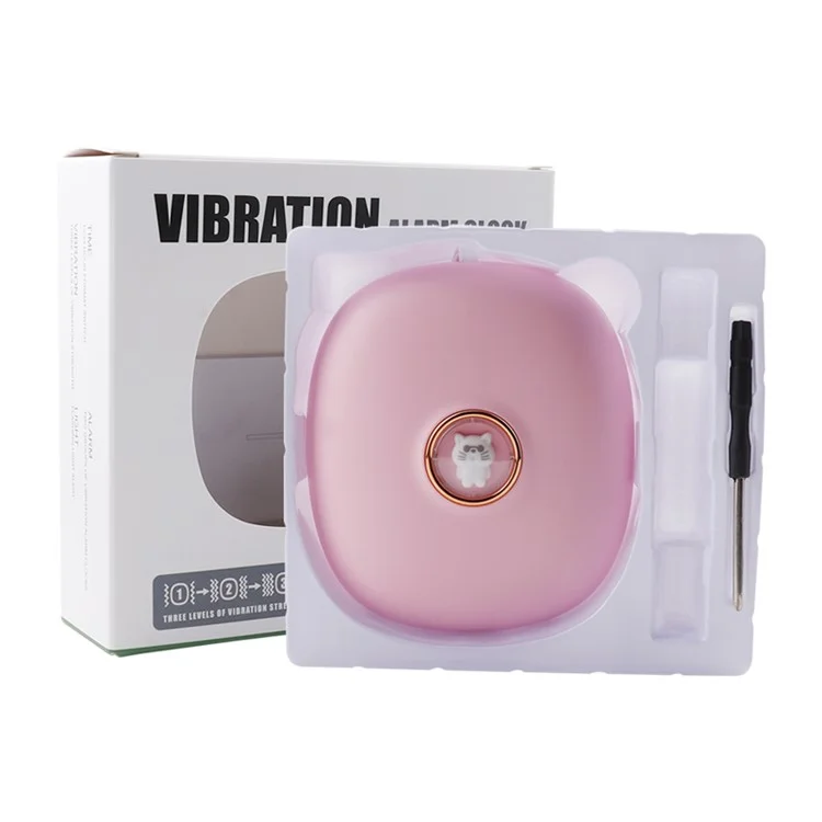 TS-BC670 Vibration Shaker Alarm D'alarme Mignons Étudiants en Animaux de Compagnie se Réveille-t-il un Sillage de Sillage Artefact à LED Numérique Horloge - Rose