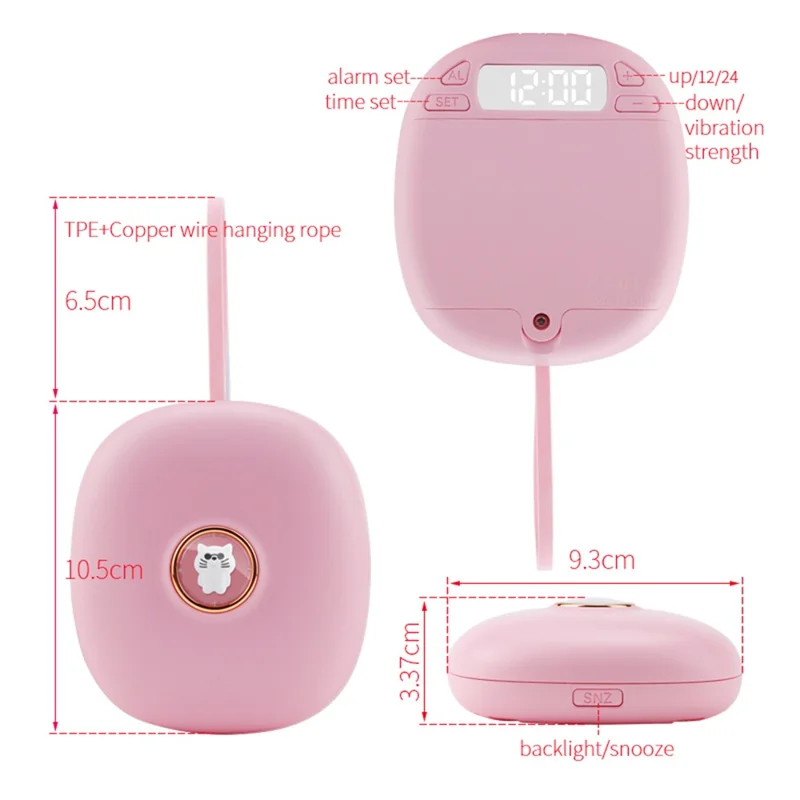 TS-BC670 Vibration Shaker Alarm Clock Cute Pet Students Wake Up Strong Wake Artifact LED Digital Clock - Sky Blue