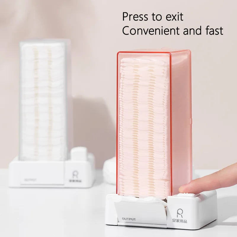 ROYAL SUPPLIES Press Out Automatic Cotton Pad Dispenser Wall Mounted Storage Box - Pink