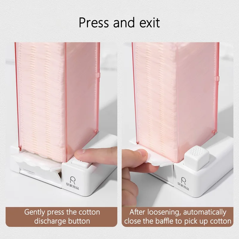 ROYAL SUPPLIES Press Out Automatic Cotton Pad Dispenser Wall Mounted Storage Box - Pink