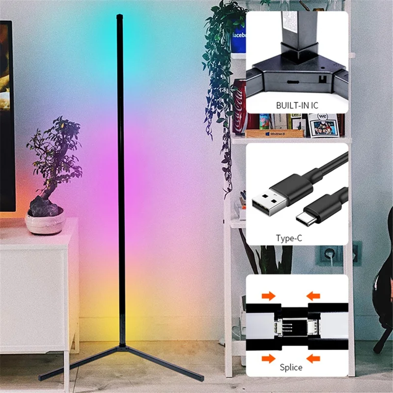 GW-545464 Floor Standing Lighting Lamp Wall Corner Colorful Ambient Light for Home Decor