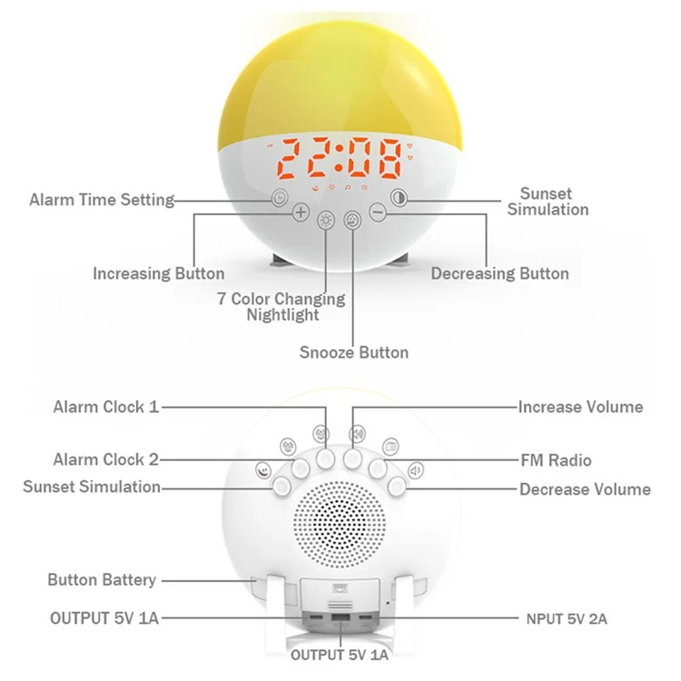 Bulk Purchasing ZH046 Multi-Function Wake-Up Lamp Digital Clock Electronic Alarm Clock with Colorful Ambient Lights