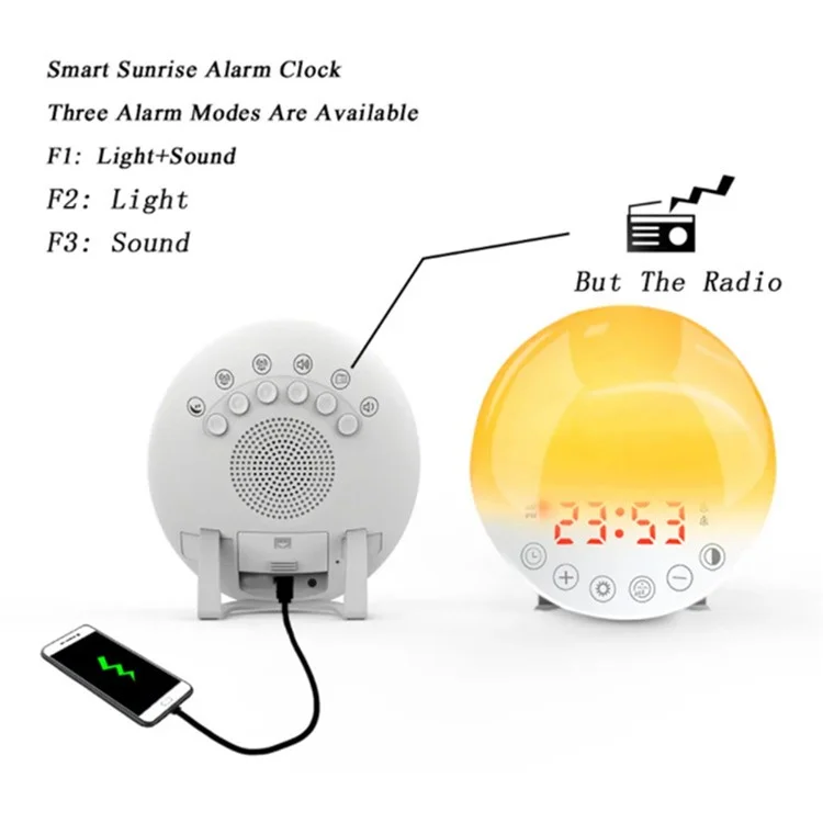 Bulk Purchasing ZH046 Multi-Function Wake-Up Lamp Digital Clock Electronic Alarm Clock with Colorful Ambient Lights