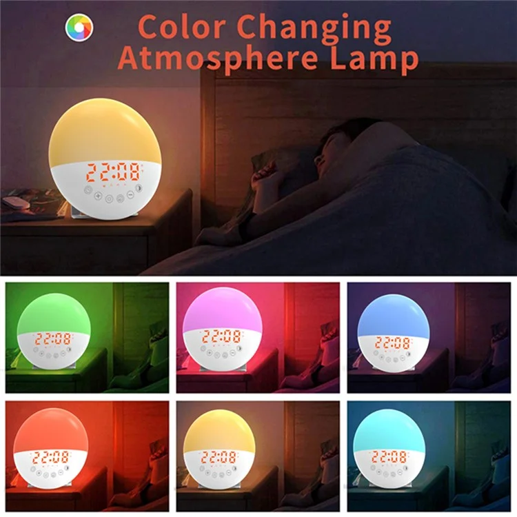 Bulk Purchasing ZH046 Multi-Function Wake-Up Lamp Digital Clock Electronic Alarm Clock with Colorful Ambient Lights
