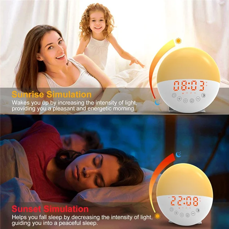 Bulk Purchasing ZH046 Multi-Function Wake-Up Lamp Digital Clock Electronic Alarm Clock with Colorful Ambient Lights