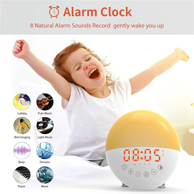 Bulk Purchasing ZH046 Multi-Function Wake-Up Lamp Digital Clock Electronic Alarm Clock with Colorful Ambient Lights