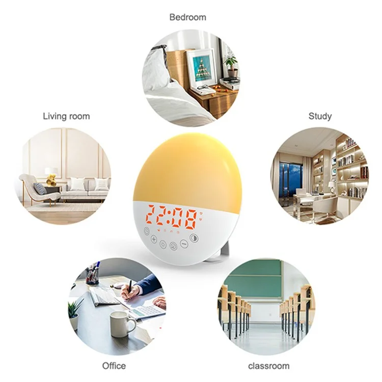Bulk Purchasing ZH046 Multi-Function Wake-Up Lamp Digital Clock Electronic Alarm Clock with Colorful Ambient Lights