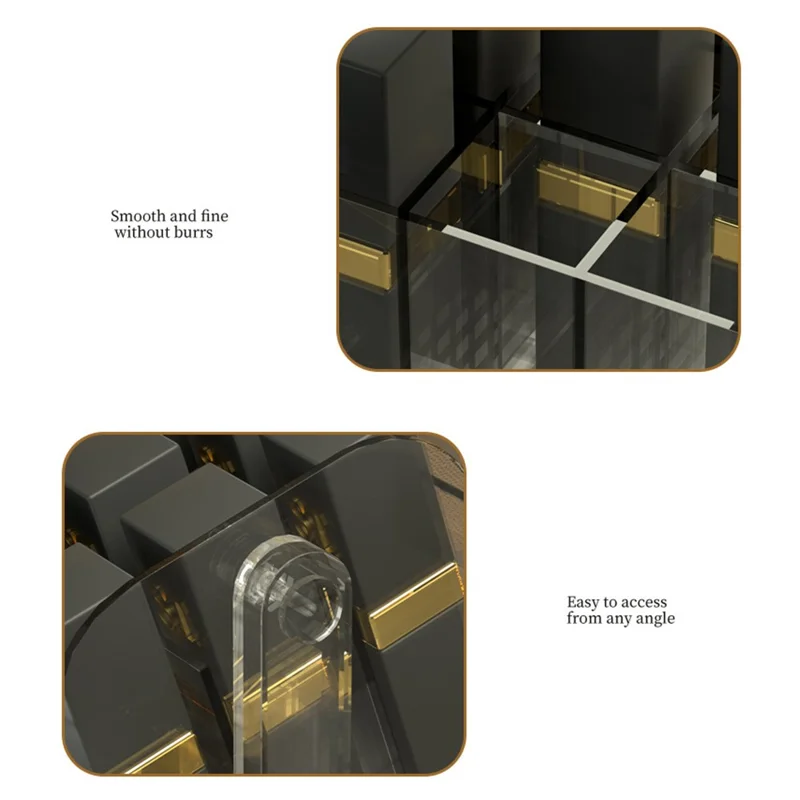 PET Lipstick Storage Box Multi-grid Dressing Table Makeup Brush Lip Glaze Transparent Organizer - Transparent Grey