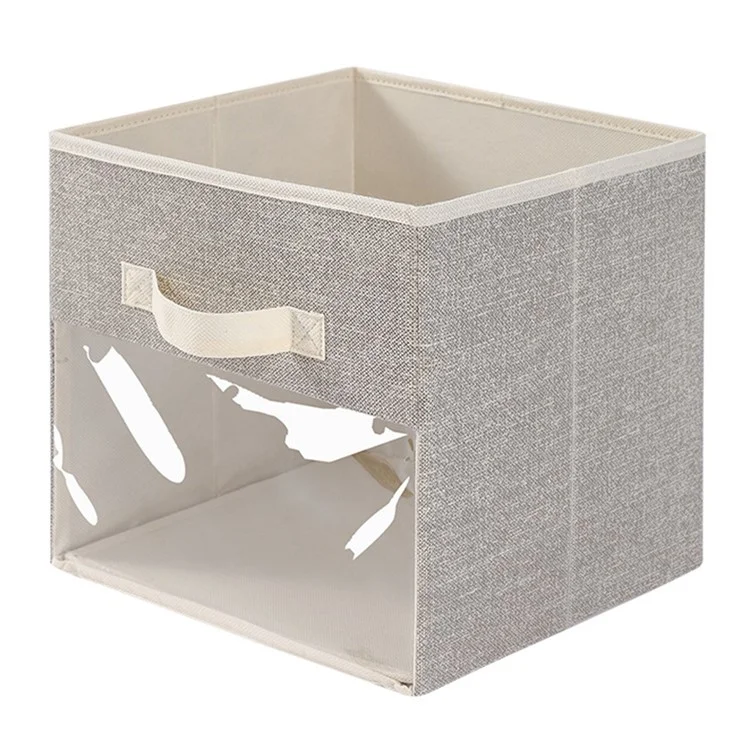 MOHO & HOME Boîte de rangement pliable en non-tissé avec fenêtre Rangement pour vêtements, jouets et livres - Beige 