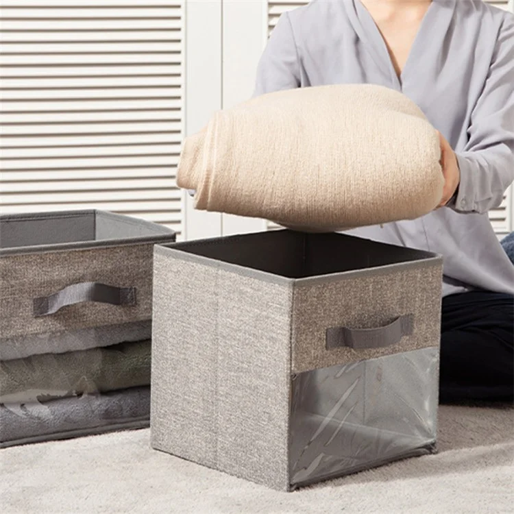 MOHO & HOME Boîte de rangement pliable en non-tissé avec fenêtre Rangement pour vêtements, jouets et livres - Beige 