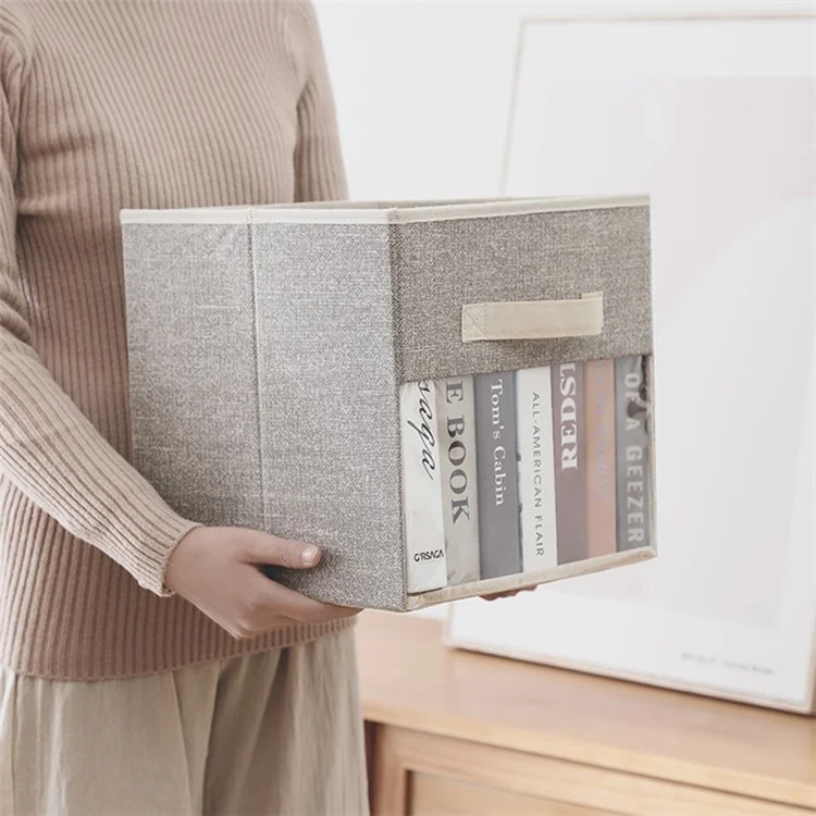 MOHO & HOME Boîte de rangement pliable en non-tissé avec fenêtre Rangement pour vêtements, jouets et livres - Beige 