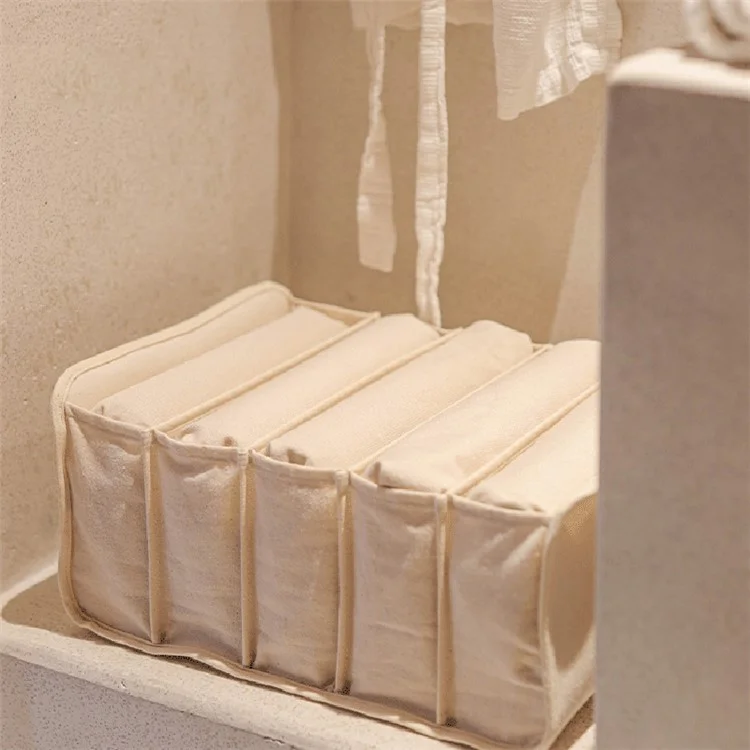 MOHO & HOME MDJ6167 Cotton+PP+PE Clothes Organizer Closet Drawer Dividers Storage Box for Jeans Sweater Underwear