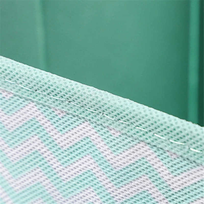 MOHO&HOME Folding Non-woven Fabric Storage Box Cube Bin Toys Sundries Organizer with Handle - Green Wavy Stripes