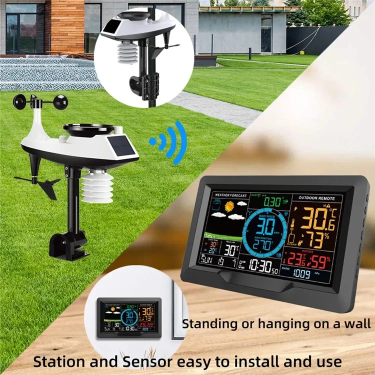 3390A Wireless Weather Station Wind Speed Rainfall Wind Direction Detection Temperature Humidity Weather Clock