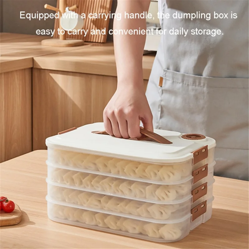 4-Layer Dumpling Storage Box with Lid Food-grade PP5 Dumpling Freezer Storage Box (BPA Free, No FDA Certification)