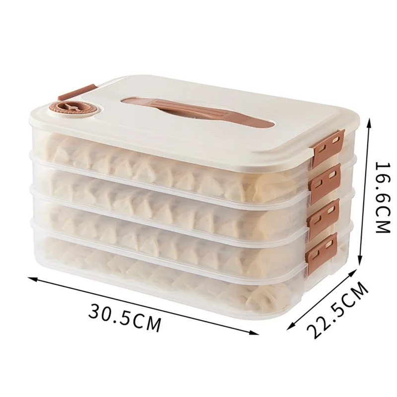 4-Layer Dumpling Storage Box with Lid Food-grade PP5 Dumpling Freezer Storage Box (BPA Free, No FDA Certification)
