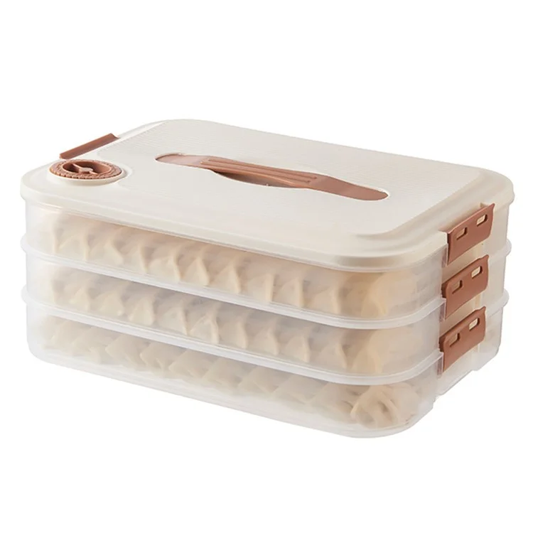 3-Layer Dumpling Steamed Bun Storage Box PP5 Dumpling Freezer Storage Box with Lid (BPA Free, No FDA Certification)