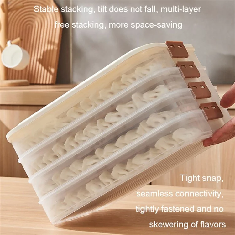 3-Layer Dumpling Steamed Bun Storage Box PP5 Dumpling Freezer Storage Box with Lid (BPA Free, No FDA Certification)