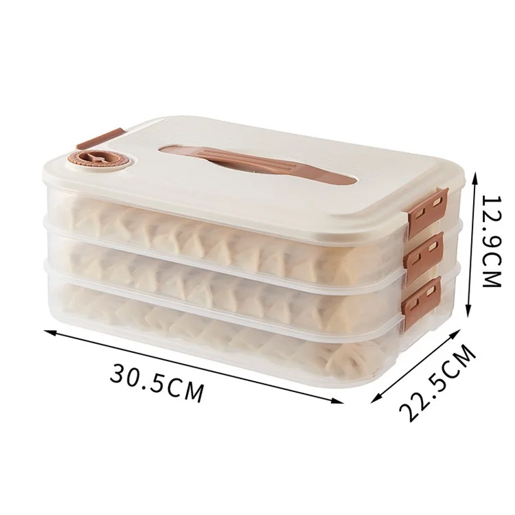 3-Layer Dumpling Steamed Bun Storage Box PP5 Dumpling Freezer Storage Box with Lid (BPA Free, No FDA Certification)