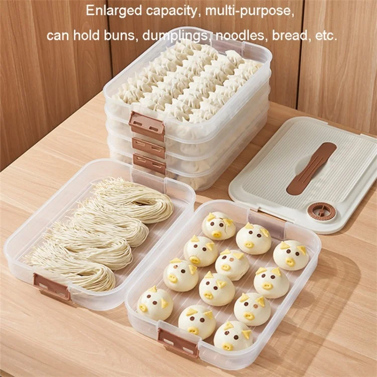 2-Layer Refrigerator Dumplings Storage Box PP5 Dumpling Freezer Storage Box with Lid (BPA Free, No FDA Certification)