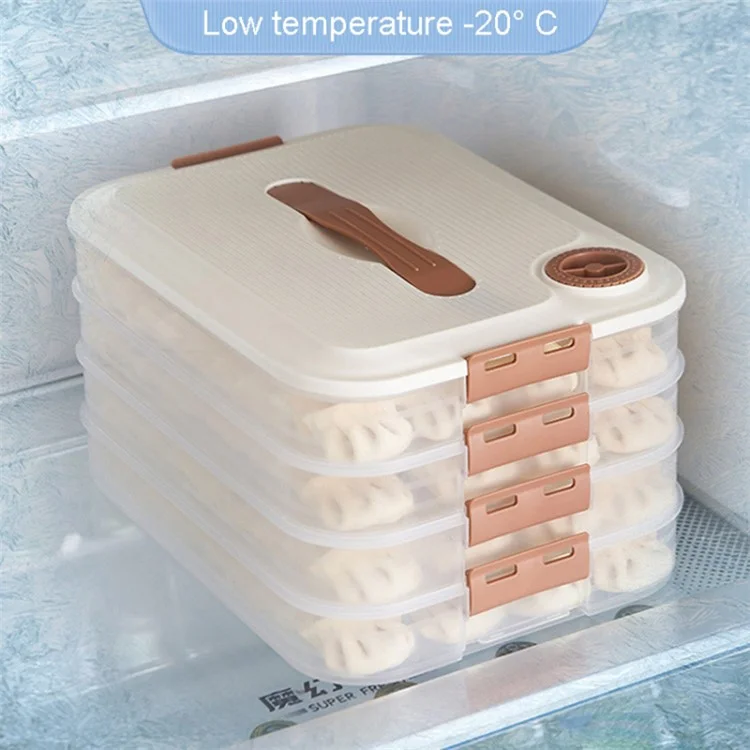 2-Layer Refrigerator Dumplings Storage Box PP5 Dumpling Freezer Storage Box with Lid (BPA Free, No FDA Certification)