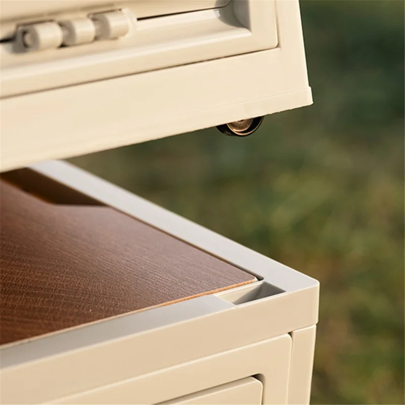 Size L Outdoor Camping Storage Box Foldable PP+Wood Lid Camping Car Trunk Storage Box - Grey White