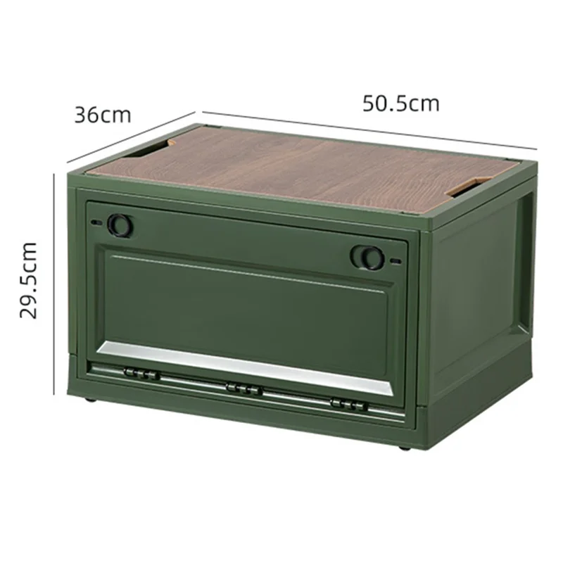 Size L Outdoor Camping Storage Box Foldable PP+Wood Lid Camping Car Trunk Storage Box - Grey White