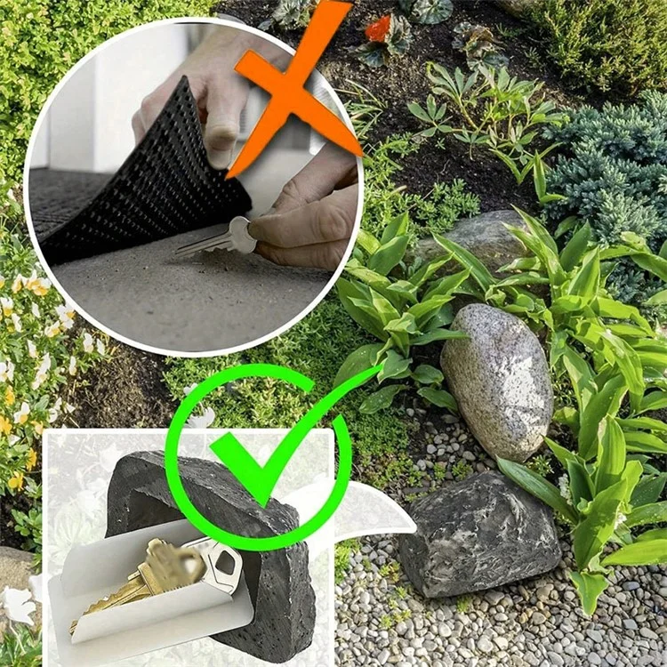 Nascondiglio per Chiavi a Forma di Pietra Realistica Simulazione di Roccia per Cortile Esterno Porta Scatola di Archiviazione Nascosta
