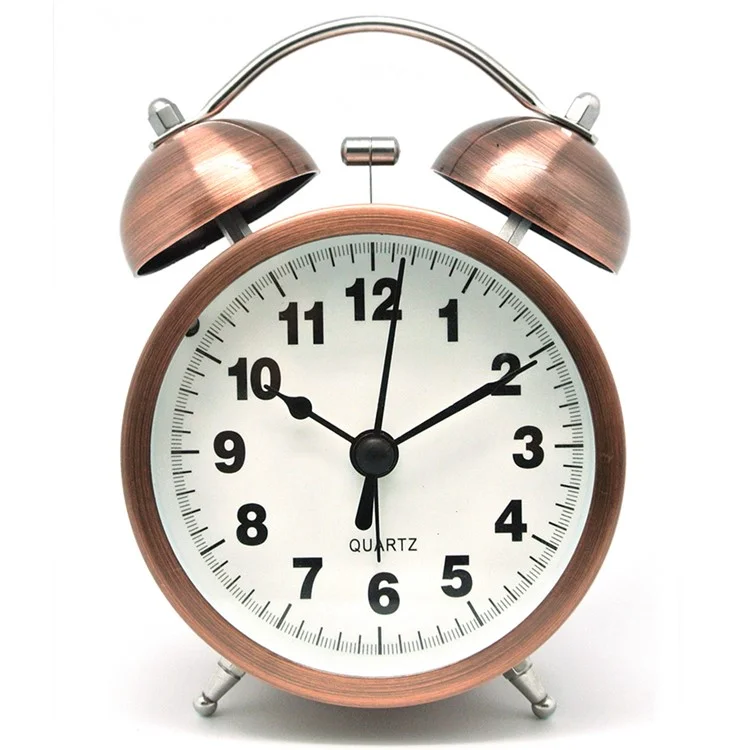 W35 3.5 Inch Classical Alarm Clock Retro Silent Pointer Clocks Loud Alarm Clock with Dual Bell Night Light - W3532