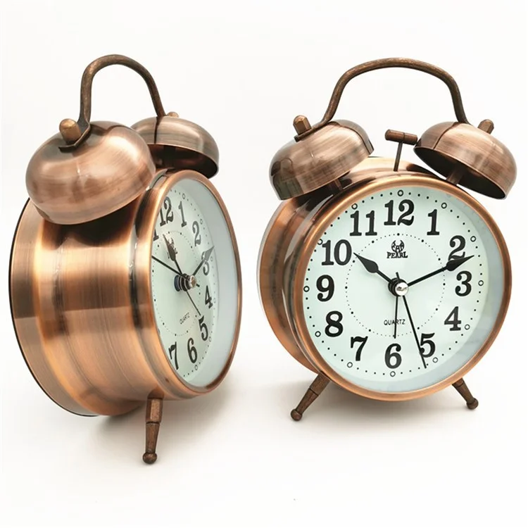 W35 3.5 Inch Classical Alarm Clock Retro Silent Pointer Clocks Loud Alarm Clock with Dual Bell Night Light - W3532