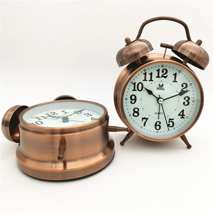 W35 3.5 Inch Classical Alarm Clock Retro Silent Pointer Clocks Loud Alarm Clock with Dual Bell Night Light - W3532