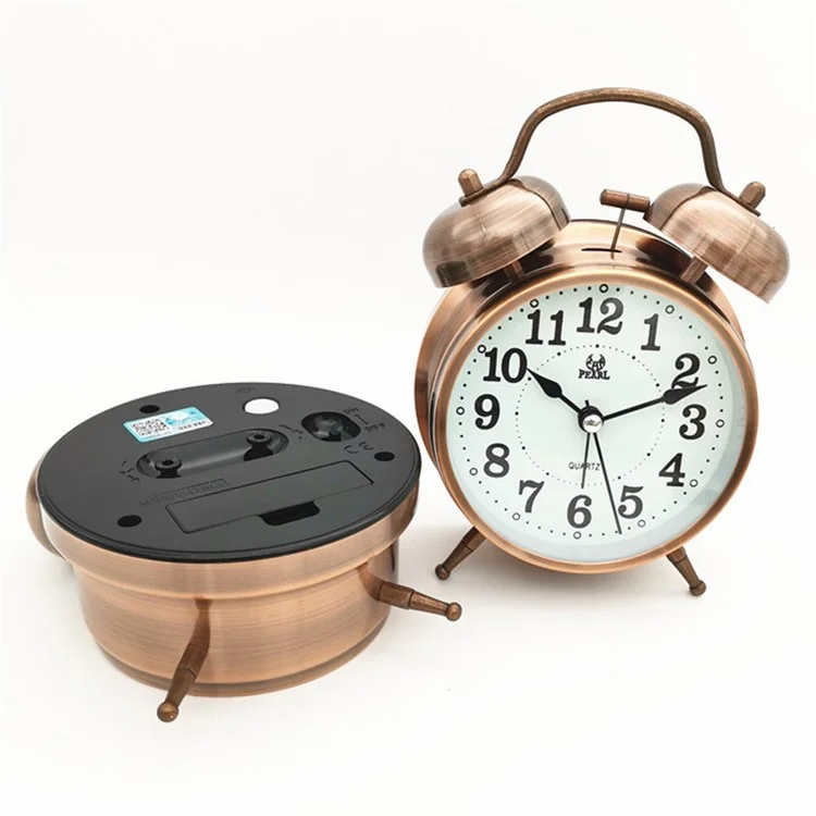 W35 3.5 Inch Classical Alarm Clock Retro Silent Pointer Clocks Loud Alarm Clock with Dual Bell Night Light - W3532