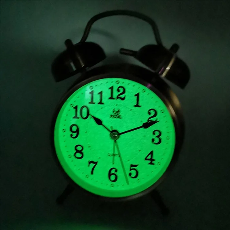 W35 3.5 Inch Classical Alarm Clock Retro Silent Pointer Clocks Loud Alarm Clock with Dual Bell Night Light - W3532