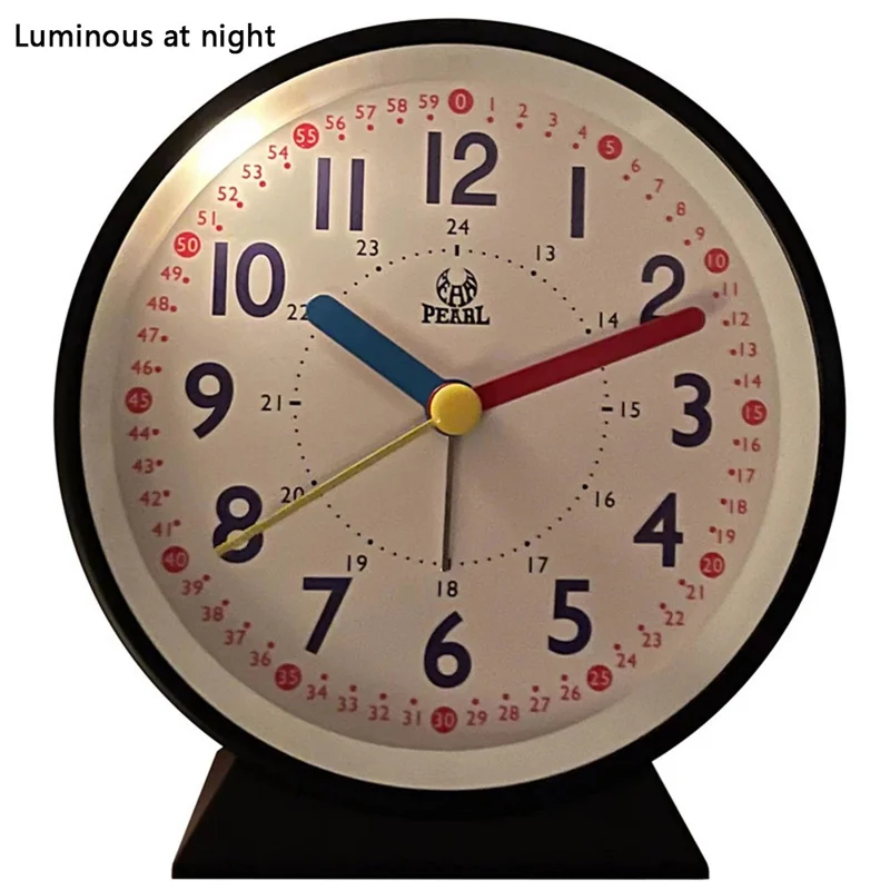 PEARL PT253 Metal+Glass+ABS Round Clock Bedside Desktop Kids Alarm Clock with LED Light - PT523-6