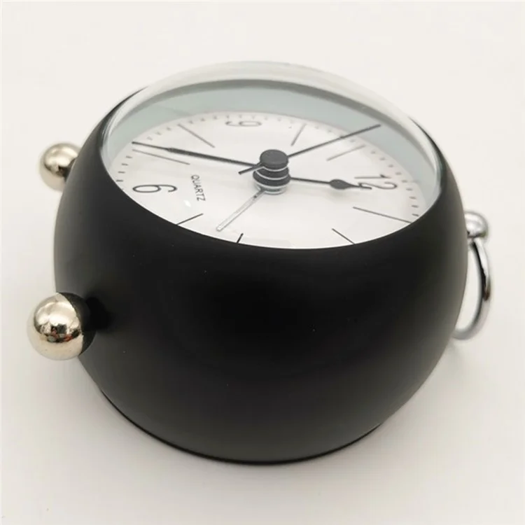 DH3501 Vintage Alarm Clock 3.5-inch Table Clock Hanging Ring Bedside Silent Clock with Night Light - Black / 3501-3