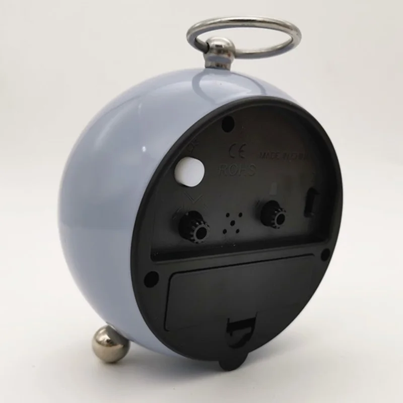 DH3501 Vintage Alarm Clock 3.5-inch Table Clock Hanging Ring Bedside Silent Clock with Night Light - Black / 3501-3