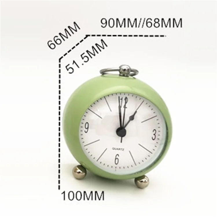 DH3501 Vintage Alarm Clock 3.5-inch Table Clock Hanging Ring Bedside Silent Clock with Night Light - Black / 3501-3