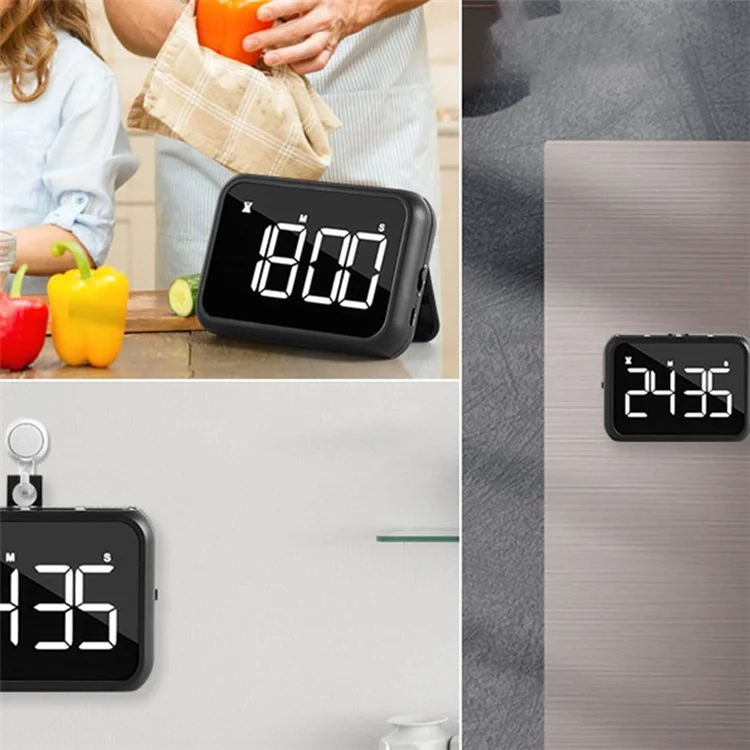 FY501 100-minute Countdown Timing LED Digital Display Kitchen Timer Homework Learning 3 Gear Volume Timer - Black