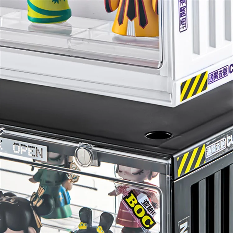 Size L, 34*23*31.2cm Model Toy Showcase Anime Figure Doll Storage Box PET+PS Transparent Display Box - Ivory White