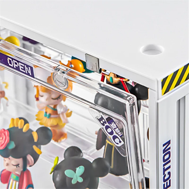 Size L, 34*23*31.2cm Model Toy Showcase Anime Figure Doll Storage Box PET+PS Transparent Display Box - Ivory White