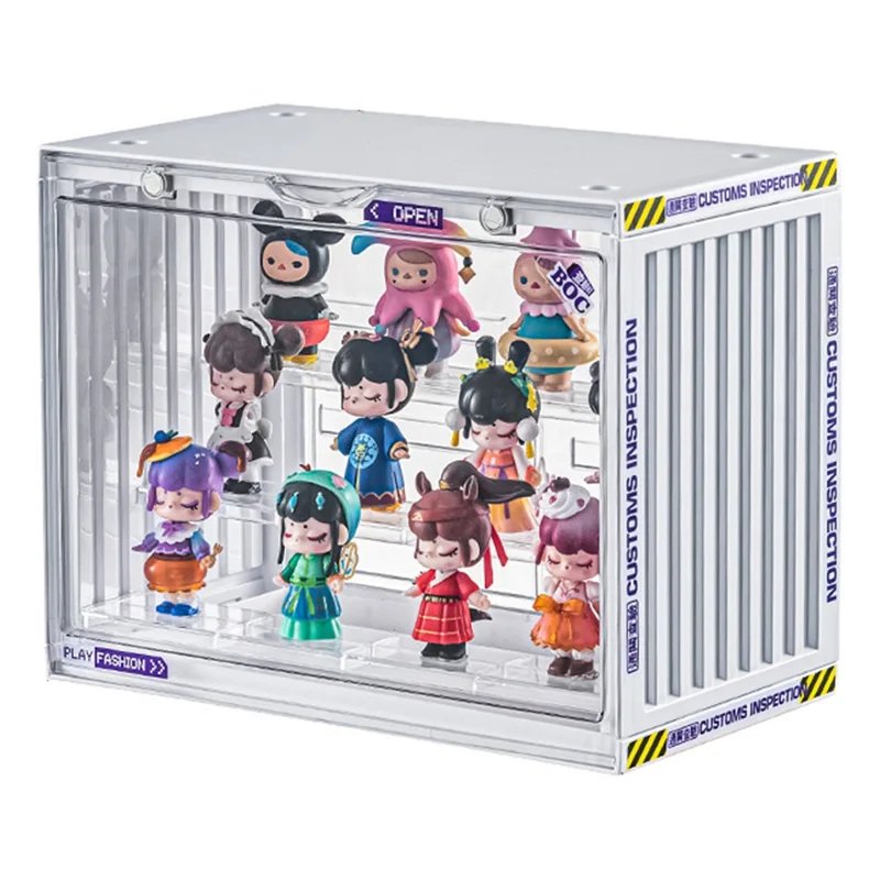 Size S, 30*17*23.5cm Anime Figure Storage Box Model Toy Showcase PET+PS Clear Display Box - Ivory White
