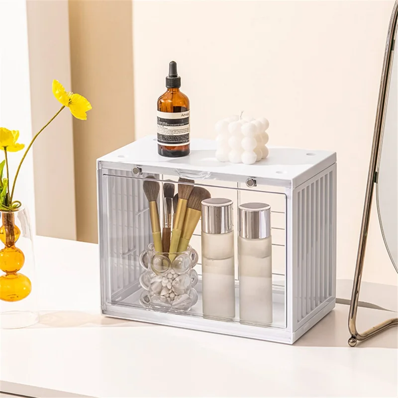 Size S, 30*17*23.5cm Anime Figure Storage Box Model Toy Showcase PET+PS Clear Display Box - Ivory White