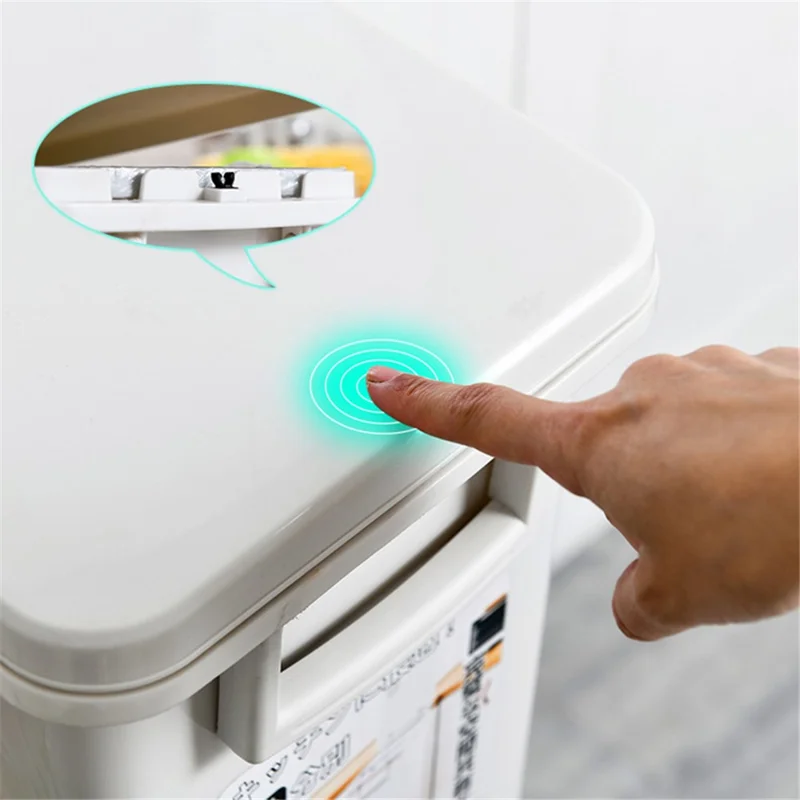 7030 32L Long Tube Kitchen Double Layer Mobile Pulley Garbage Basket Dry Wet Separation Trash Can